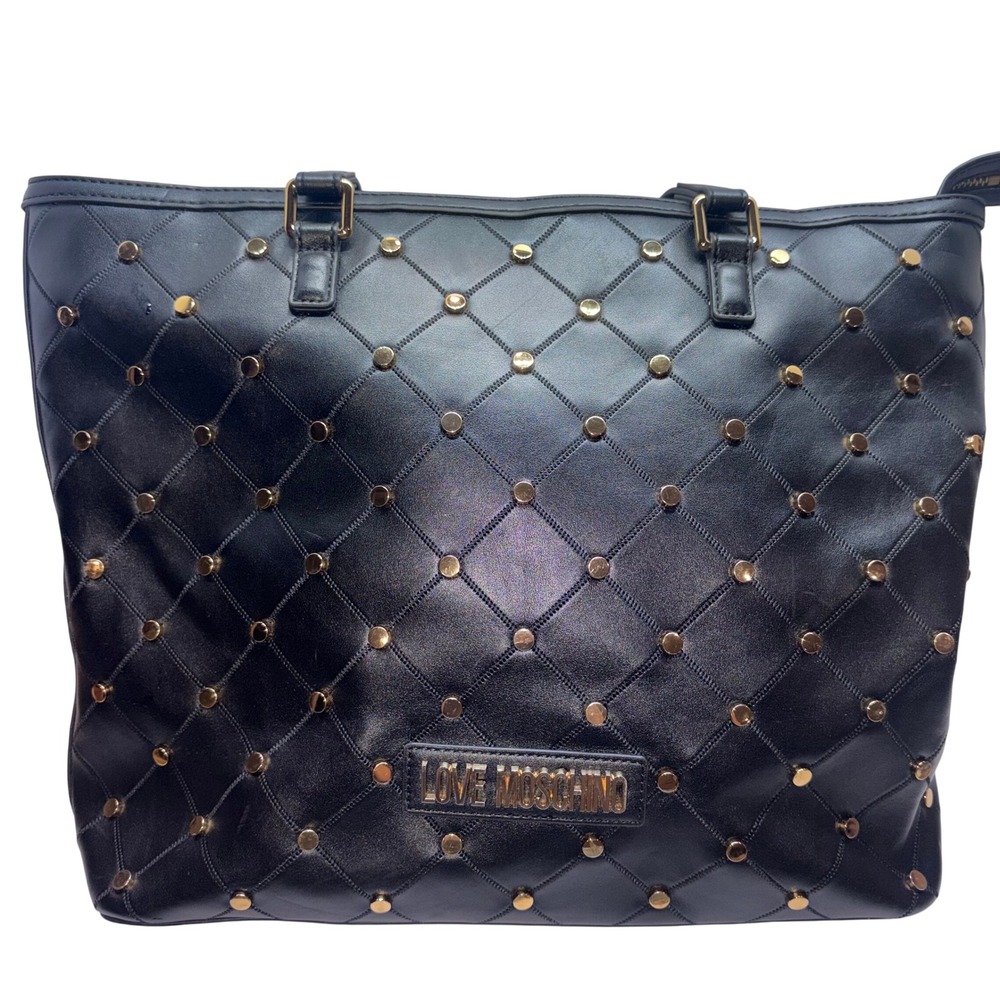 Tote Women Large Black Quilted Studded Love Moschino